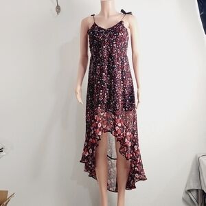 EXPRESS waterfall summer dress floral small tassel ties size: M